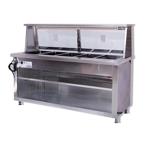 Bain marie floor standing with sneeze guard - 5 division — commercial catering equipment from ALUS CATERING