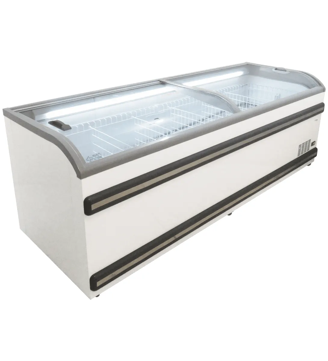 Glass top island display freezer - 1113 lt (2500 mm) — commercial catering equipment from ALUS CATERING