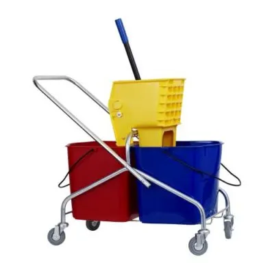 Plastic double bucket & wringer 2 x 25 lt( plastic frame) — commercial catering equipment from ALUS CATERING