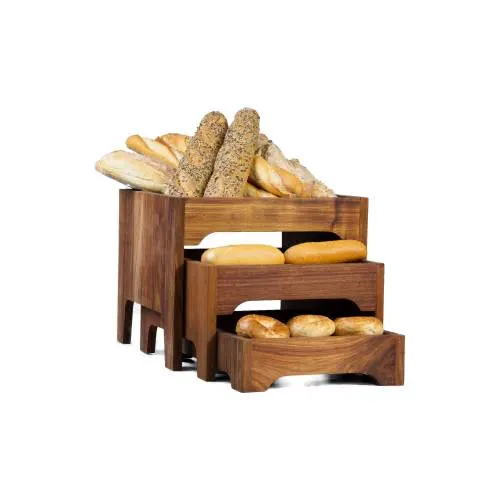 Wood three tier bread stand display (395 mm x 395 mm x 330 mm - complete) — commercial catering equipment from ALUS CATERING