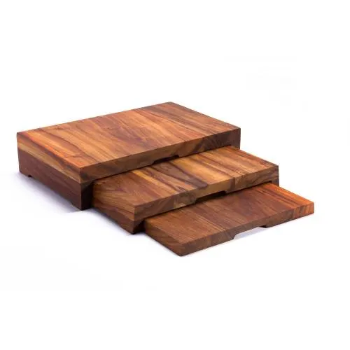 Wood three tier riser display (400 x 250 x 90 mm - complete) — commercial catering equipment from ALUS CATERING